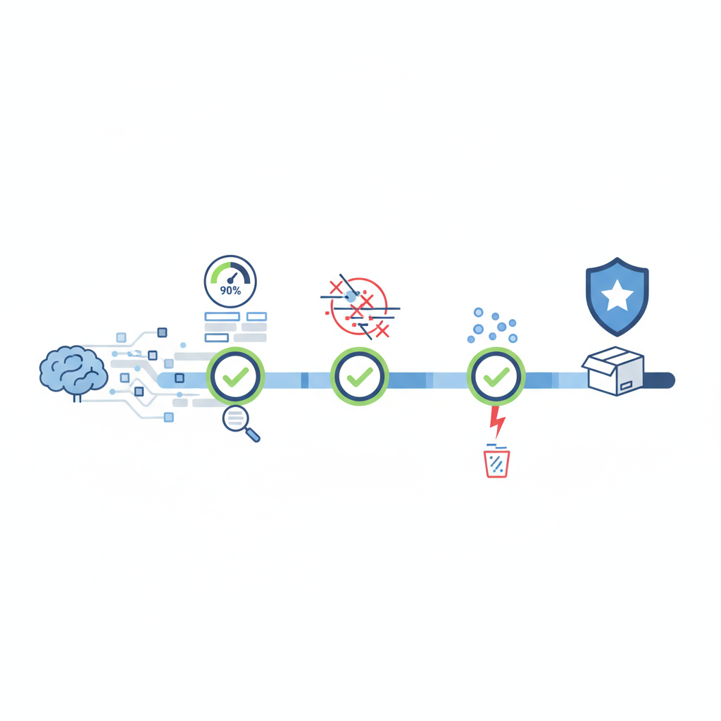 Real-time quality assurance with multi-step validation pipeline and quality scores