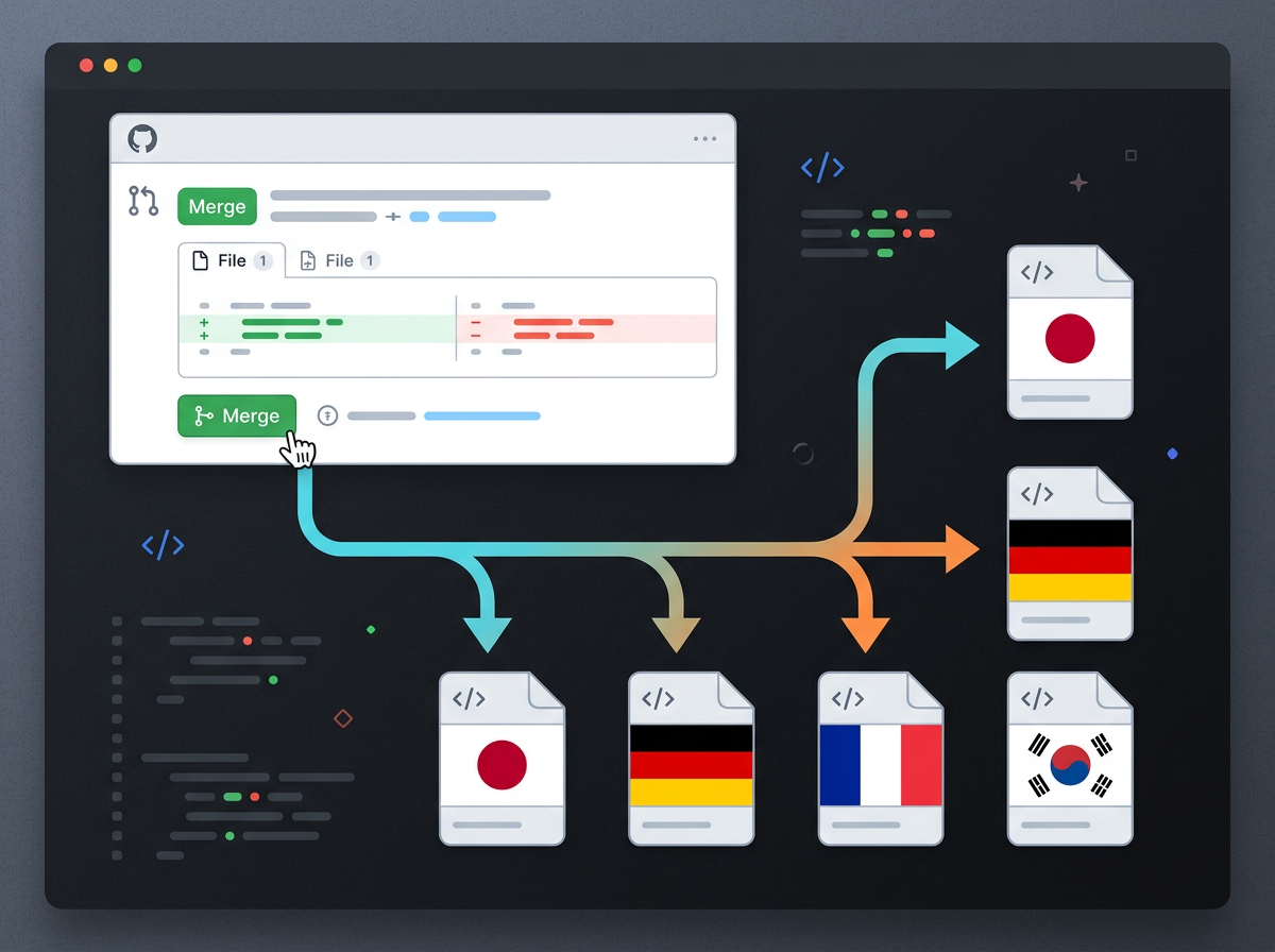 GitHub automated translation workflow - push code, get translated PRs