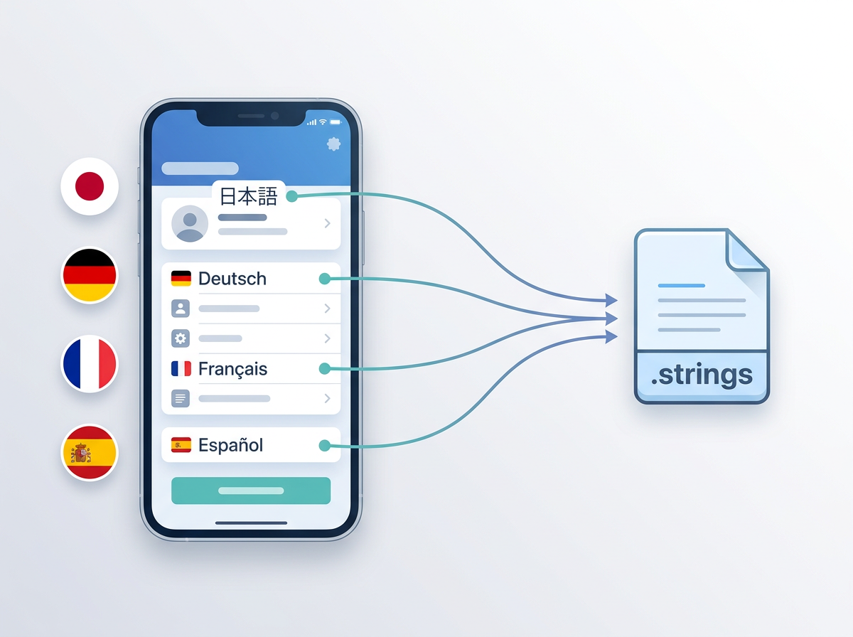 iOS localization workflow - .strings files synced to multiple languages