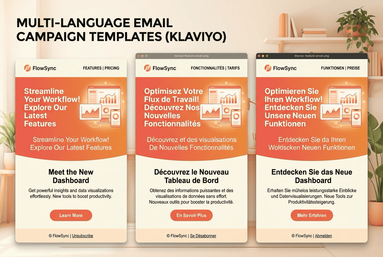 Email templates translated into multiple languages