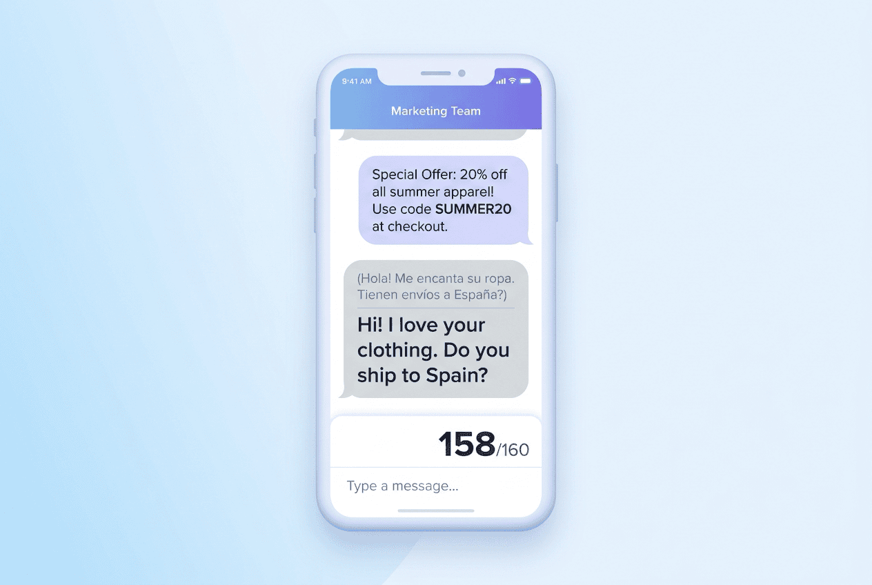 SMS translation with character limit validation