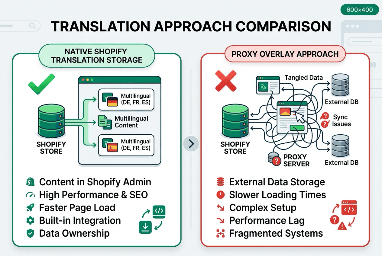 Native Shopify translation storage without proxy